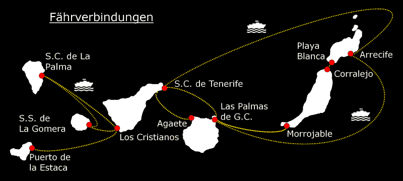 Auto Fähre Kanaren Fährverbindungen Kanarische Inseln Lanzarote Fuerteventura Gran Canaria Teneriffa La Palma La Gomera El Hierro Hafen